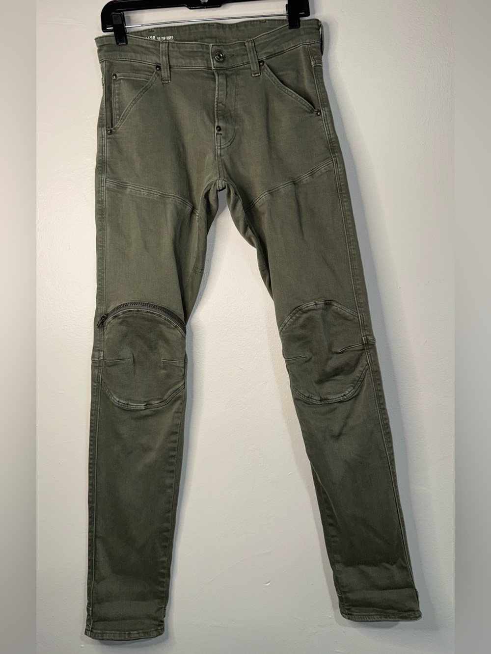 G-Star Mens Olive Green Slim Cargo Pants with Knee Panels